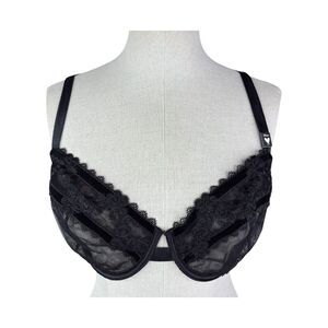 NWT Victoria's Secret Demi Mesh Bra sz 36DD  * Black Embroidered Velvet Unlined
